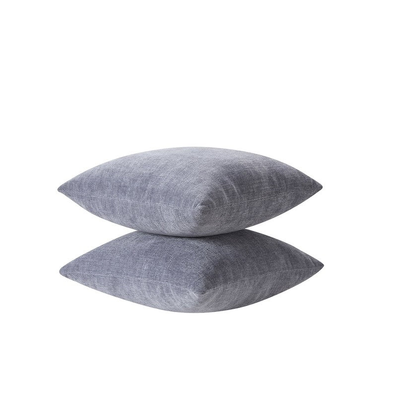 Solid Chenille Throw Pillow Set 18"x18" Gray Decorative Pillows, 2 Pack1