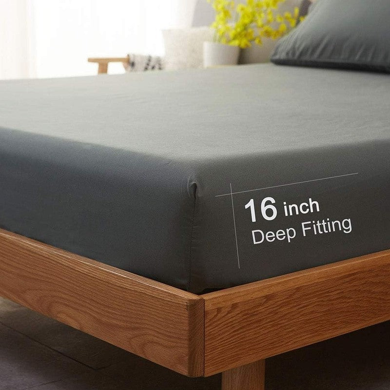 Luxury 1800 Thread Count Microfiber Bed Sheet Set   Queen Dark Grey5
