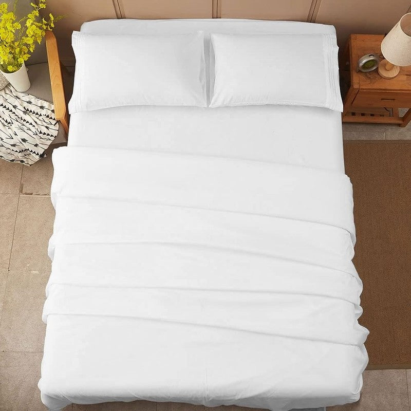 Luxury 1800 Thread Count Microfiber Bed Sheet Set   Queen White, 4 Pieces7