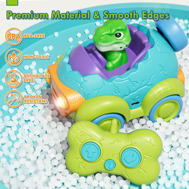 RC Dinosaur Car Toy for Toddlers – Rechargeable Remote Control Car with7