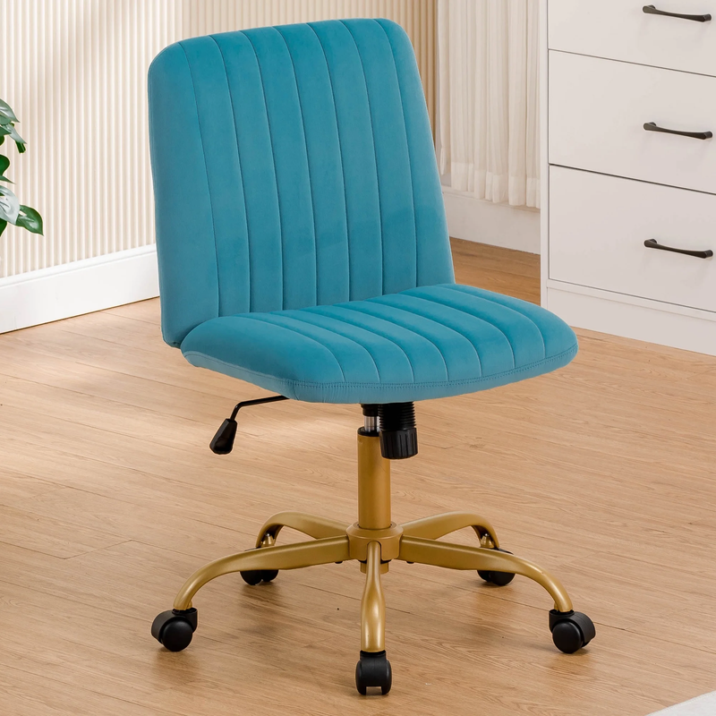 Extra Plush Velvet Channel Upholstered Office Chair, Cool Water1