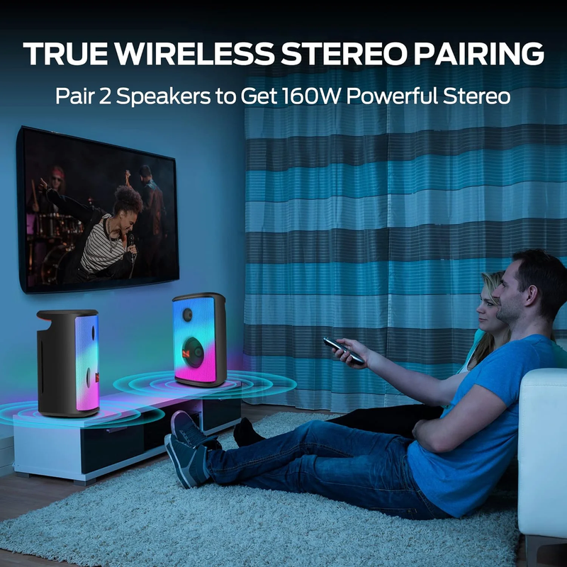 Bluetooth Speakers 80W, Powerful Sound and Punchy Bass, Full-Screen Colorful Lig6