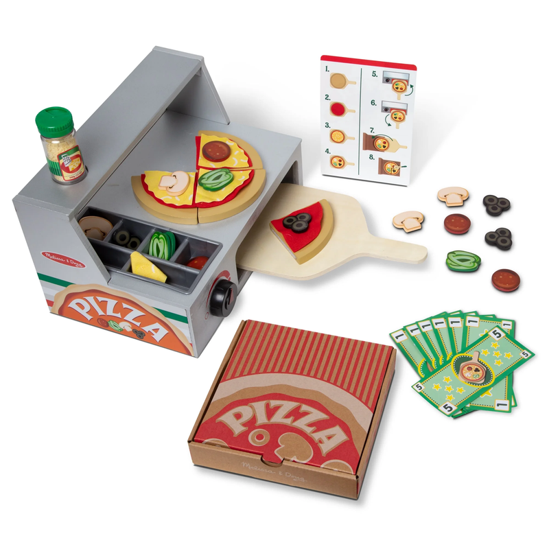 Wooden Pizza Counter Play Set – 41PCS Pretend Food Kitchen Toy, FSC Certified8