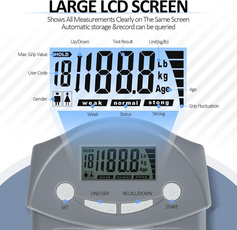 Digital Hand Grip Strength Tester, 220Lbs, Grip Meter for Home & Sports Use2