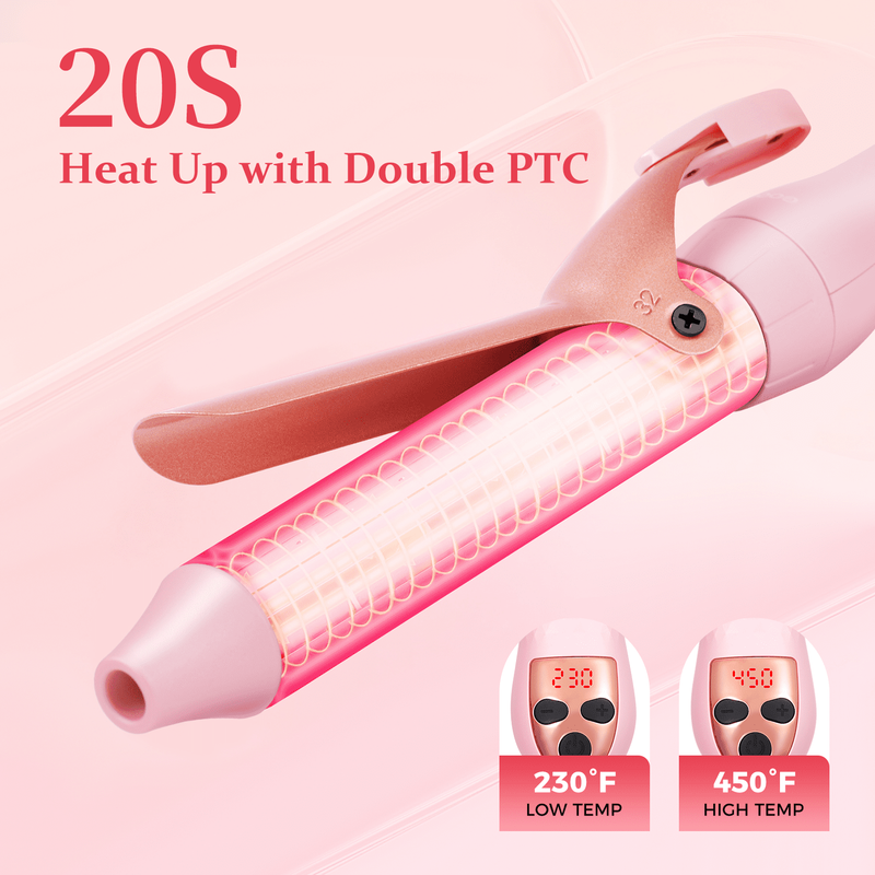 5 in 1 Curling Iron Set with Flat Iron Hair Straightener Dual Voltage Pink1