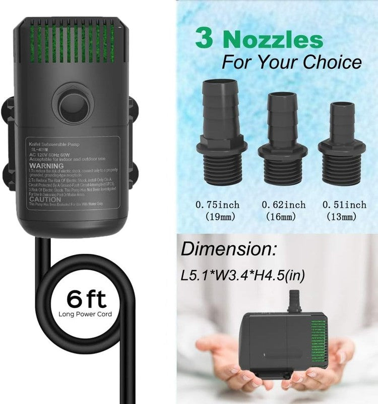 Whisper Quiet 880GPH Submersible Pump with Overheat Protection for Aquariums3