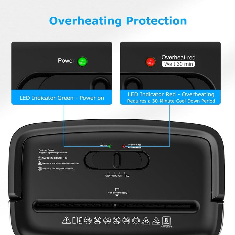 Compact 8-Sheet Cross Cut Shredder for Home Office, High Security P-45