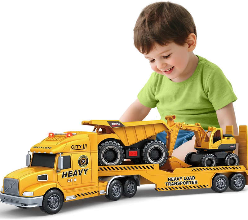 3 4 5 6 Toddler Boy Toys, 25" Construction Carrier Truck Vehicle Car, Boys Car T8
