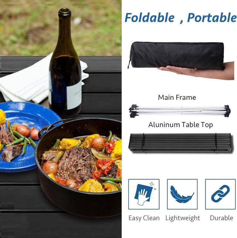 Portable Camping Table with Aluminum Table Top, Folding Beach Table Easy to Carr5