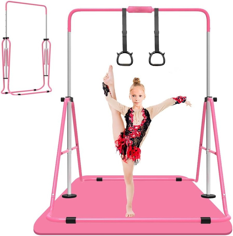 Expandable Kids Gymnastics Bar Adjustable Folding Kip Bar Home Gym Equipment0