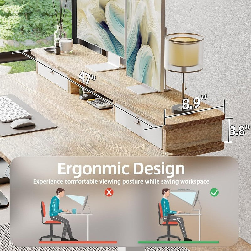 48x24 Standing Desk w/ 2 Drawers Adjustable Electric Sit Stand Maple5