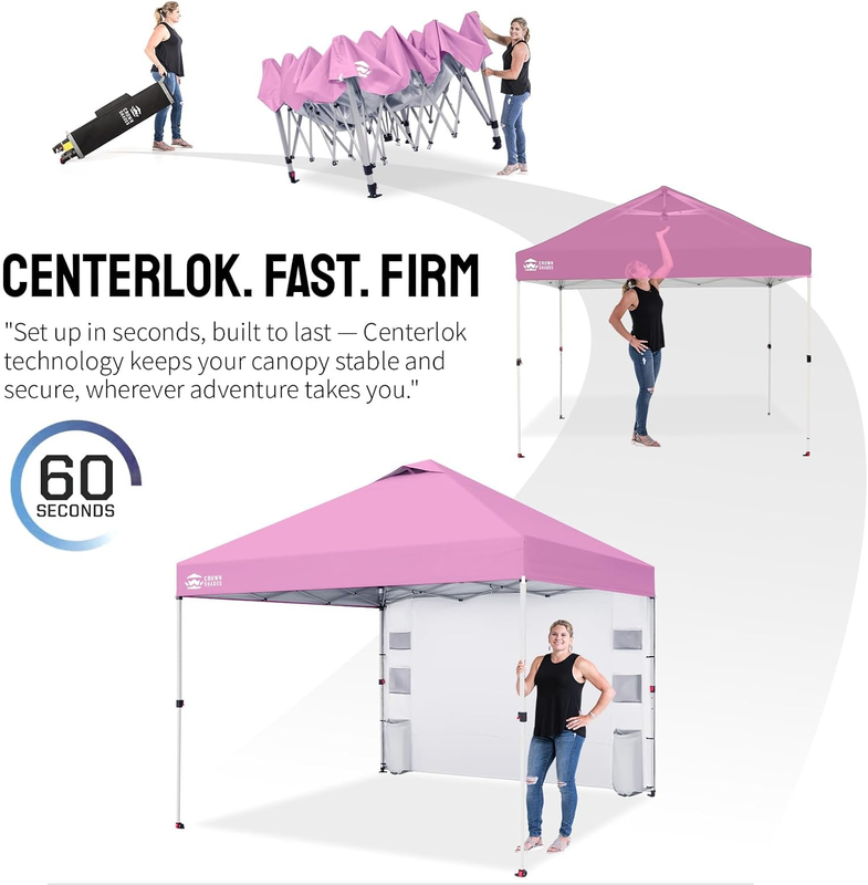 Crown Shades 10x10 Outdoor Pop Up Canopy Tent Easy Setup Sun Shelter Pink5