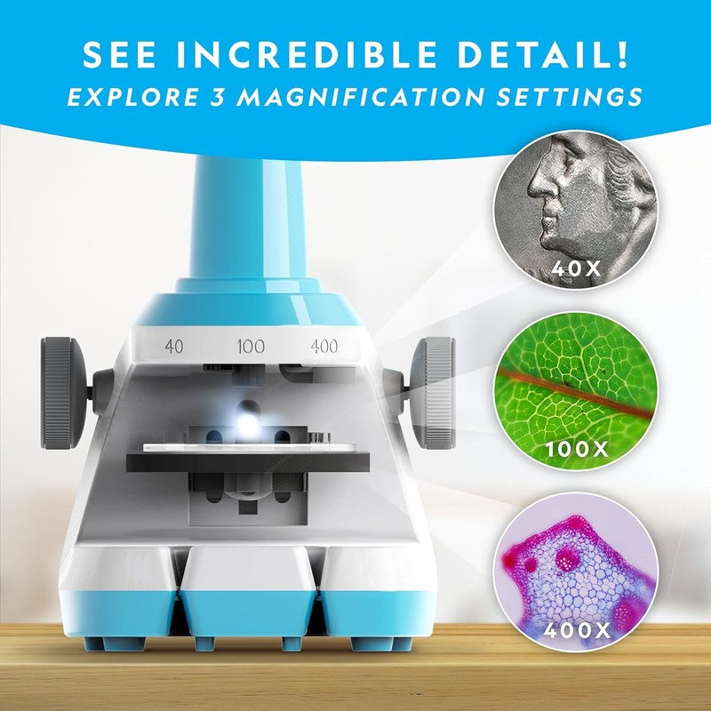 Kids Microscope Science Kit – 400X Zoom with Slides & Specimens, STEM Toy Set4