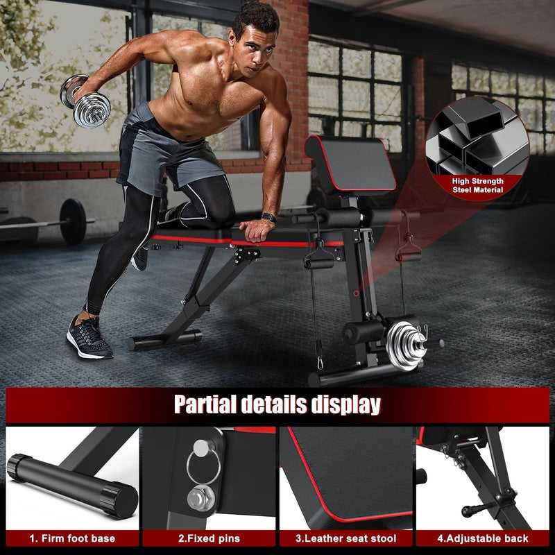 7-Position Adjustable Weight Bench Foldable w Leg Extension Full Body 770lb Max3