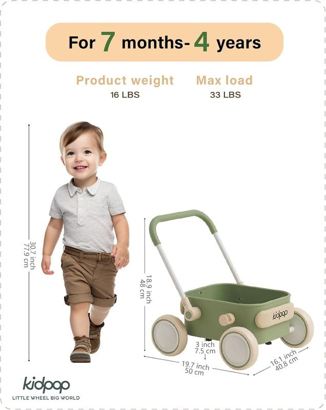 Toddler Push & Pull Wagon Walker 7mo 4yr Birthday Gift Green1