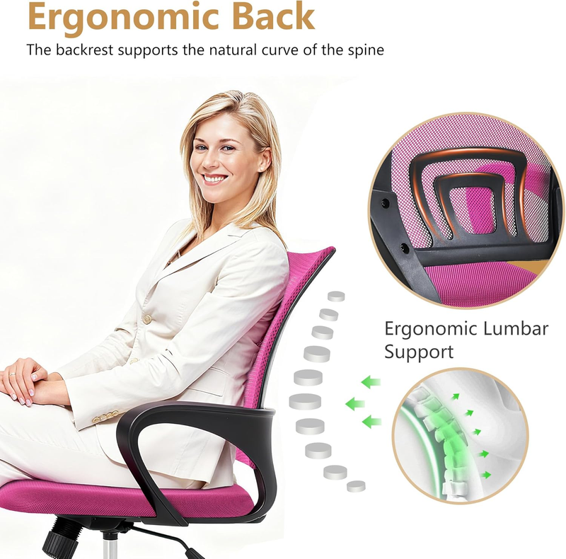 Ergonomic Office Chair Mid Back Lumbar Support Adjustable Height Breathable4