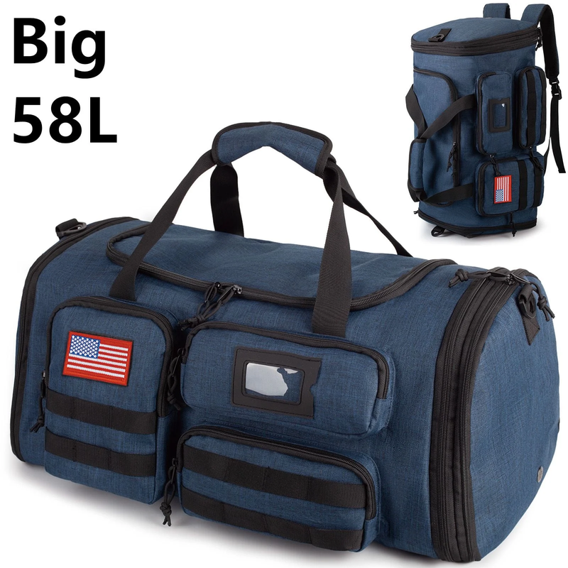 58L 3 in 1 Expandable Gym Duffle Bag Travel Backpack w/Shoe Compartment0