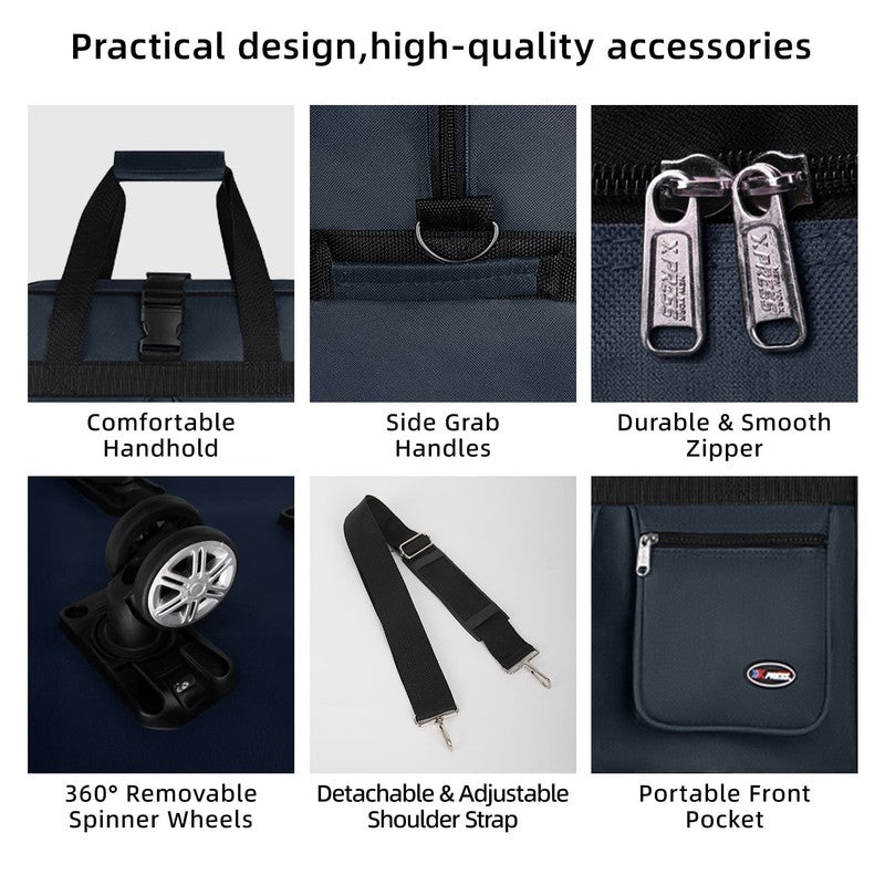40" Expandable Foldable Luggage Bag,Collapsible Suitcases with Wheels,Rolling Du1