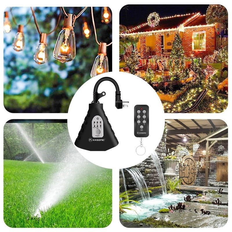 Dusk to Dawn Timer, 120V 1800 W 3 Outlets 100 Feet Range5