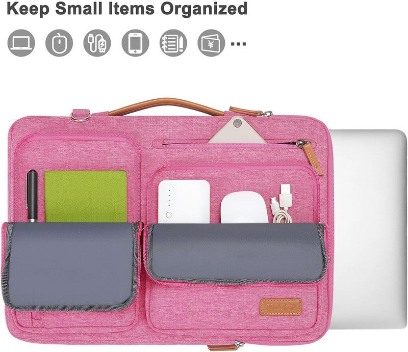 15.6 Inch Laptop Shoulder Bag 360 Protective Messenger 4 Zipper Pockets3