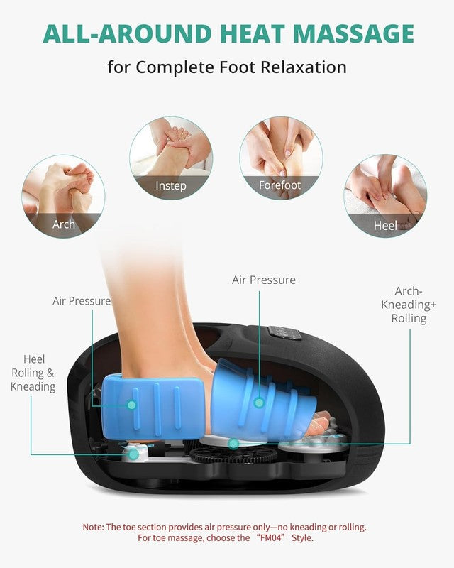 Shiatsu Foot Massager w/ Heat Rolling Kneading Pain Relief Fits 13"3