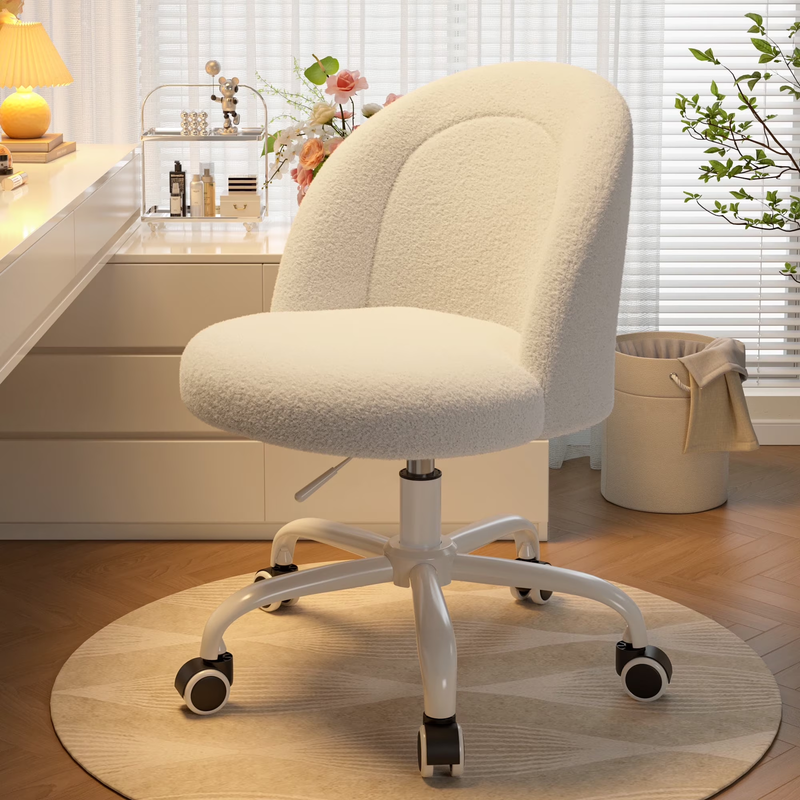 Vanity Chair Height Adjustable Desk Chair with Wheels, Armless Office Chair with9