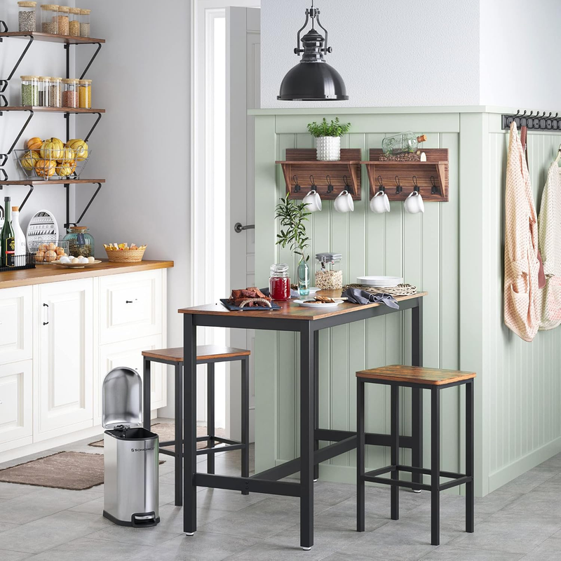 Bar Stools, Set of 2 Bar Chairs, Kitchen Breakfast Bar Stools with Footrest, Ind5