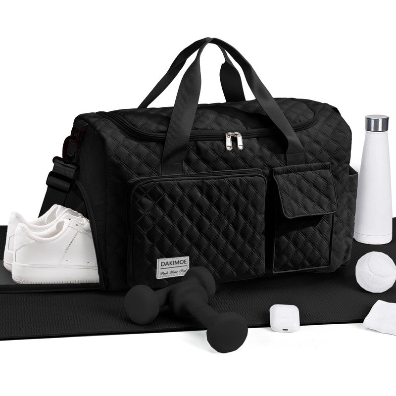 Travel Gym Duffel Tote Wet Pocket Shoe Storage Black1