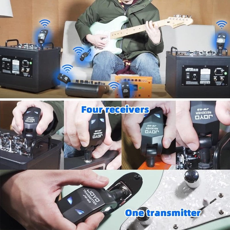 2.4GHz Wireless Guitar System 4 Channel Rechargeable Transmitter Receiver5