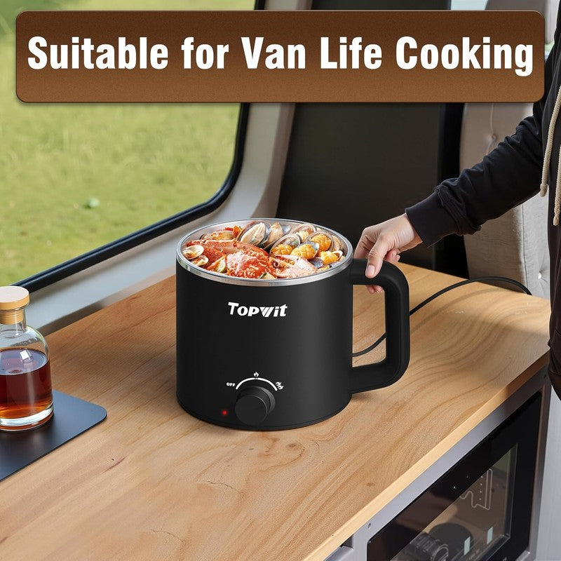 1.6L Electric Hot Pot Ramen Cooker Multifunctional Boil Dry Protection Black6