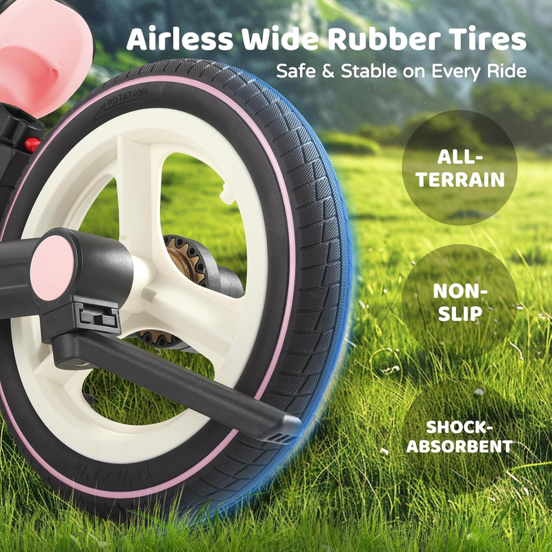 6-in-1 Toddler Bike 12" Balance Bike Push Handle Training Wheels Kids5