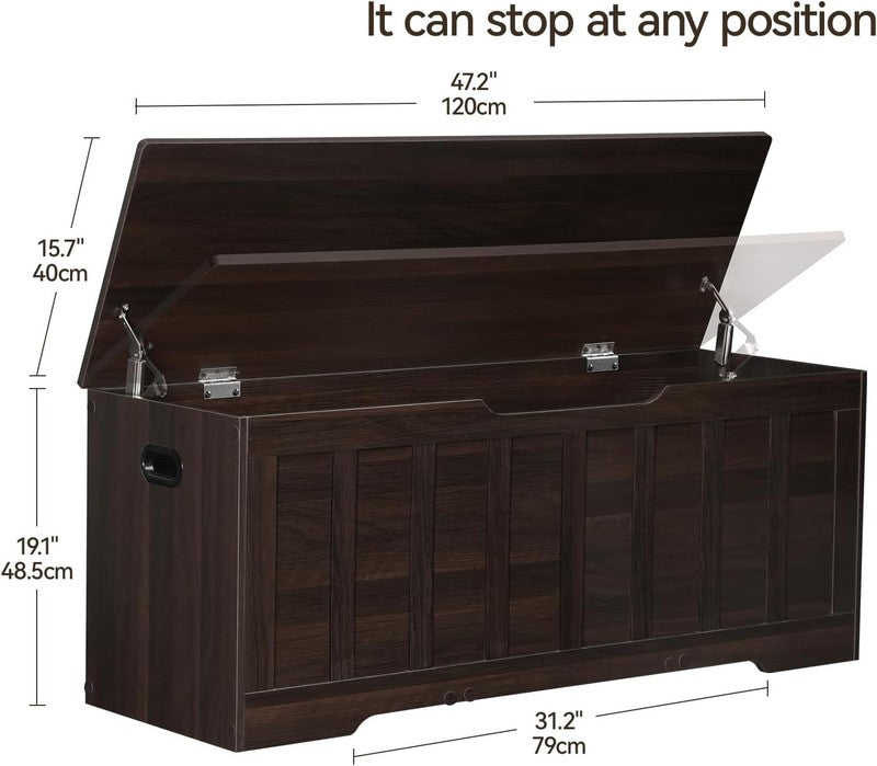 47.2'' Wooden Storage Chest Trunk Flip Top Bench Shoe Storage Espresso1