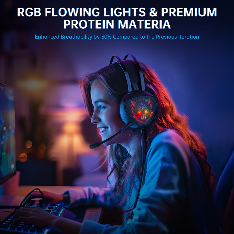 Gaming Headset PC PS5 Xbox Series X/S One Switch Mac Wired RGB Noise Mic2