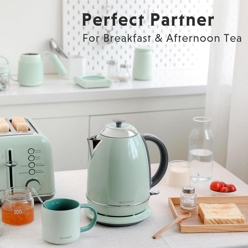 Electric Kettle 1.7L 1440W Stainless Steel Cordless Auto Shut Off Arctic Green3