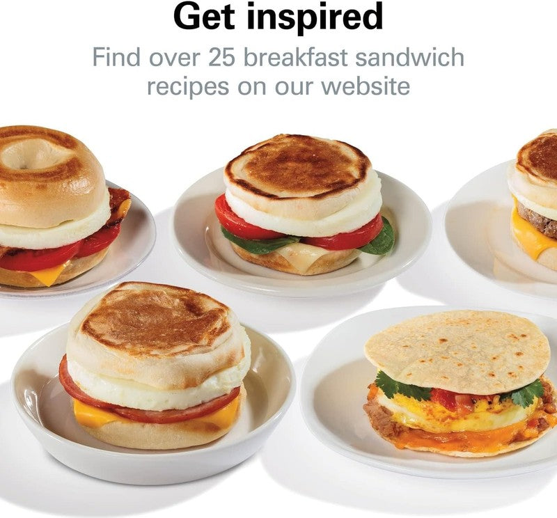 Breakfast Sandwich Maker with Egg Cooker Ring, Customize Ingredients, Perfect fo6