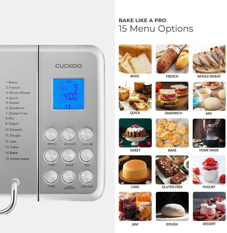2LB Bread Maker Machine 15 Menus 3 Crusts Fruit & Nut Dispenser3