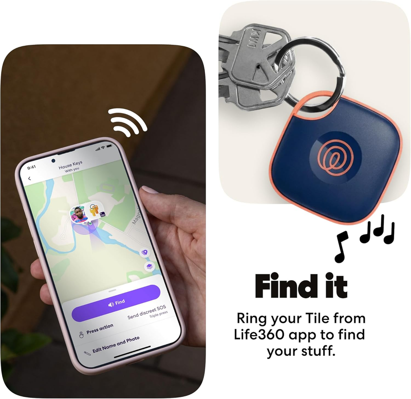 Bluetooth Tracker Tile Mate Key Finder Item Locator iOS Android 4 Pack3