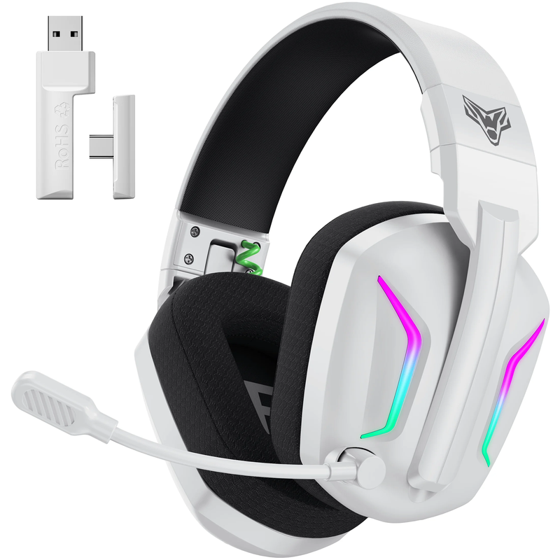 Wireless Gaming Headset 2.4GHz Bluetooth PS5 PS4 PC Switch Noise Mic White8