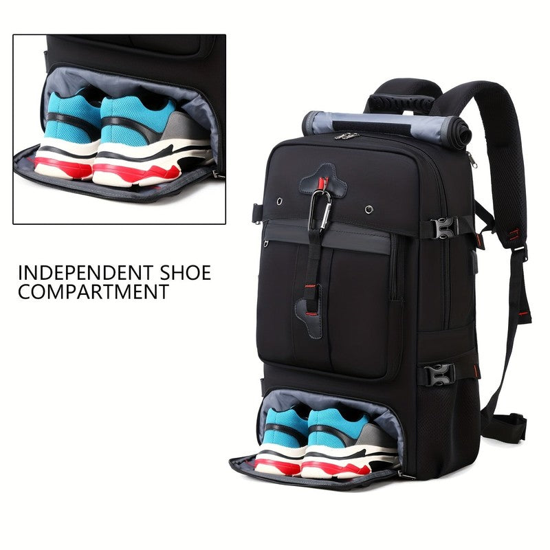 A 50L Large Capacity Hiking Backpack, Outdoor Camping Backpack, Convertible Shou3