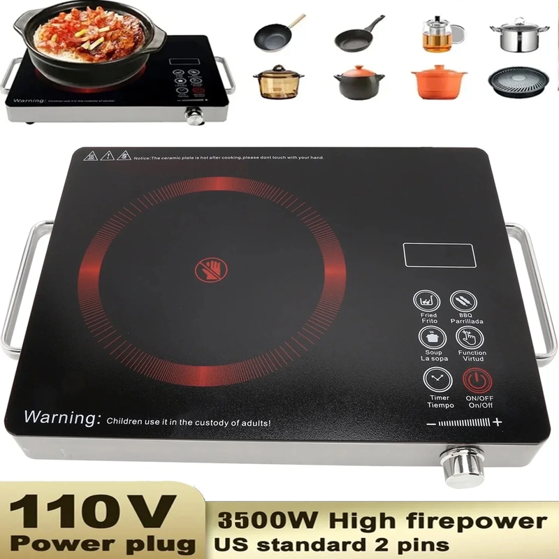 3500W Portable Electric Cooktop Single Burner Induction Hot Plate 110V0