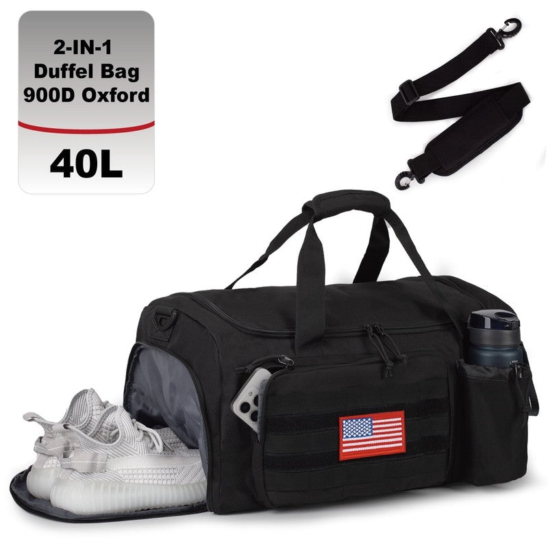 2 In 1 Gym Duffle Bag 40L Convertible Travel Bag Shoes Compartment Luggage7