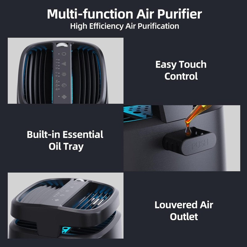 Air Purifier MJ002H Black 4 in 1 HEPA UV Ionizer for Smoke Pets 1250 Sq Ft8