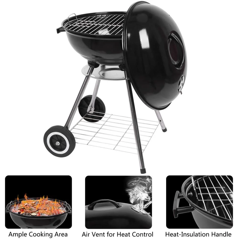 Portable Steel Charcoal Grill BBQ Grill Spherical Design Black5