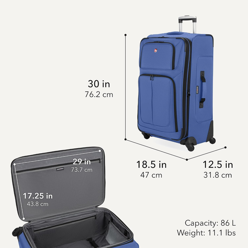 30" Softside Expandable Spinner Luggage Lightweight Checked Suitcase Regatta1