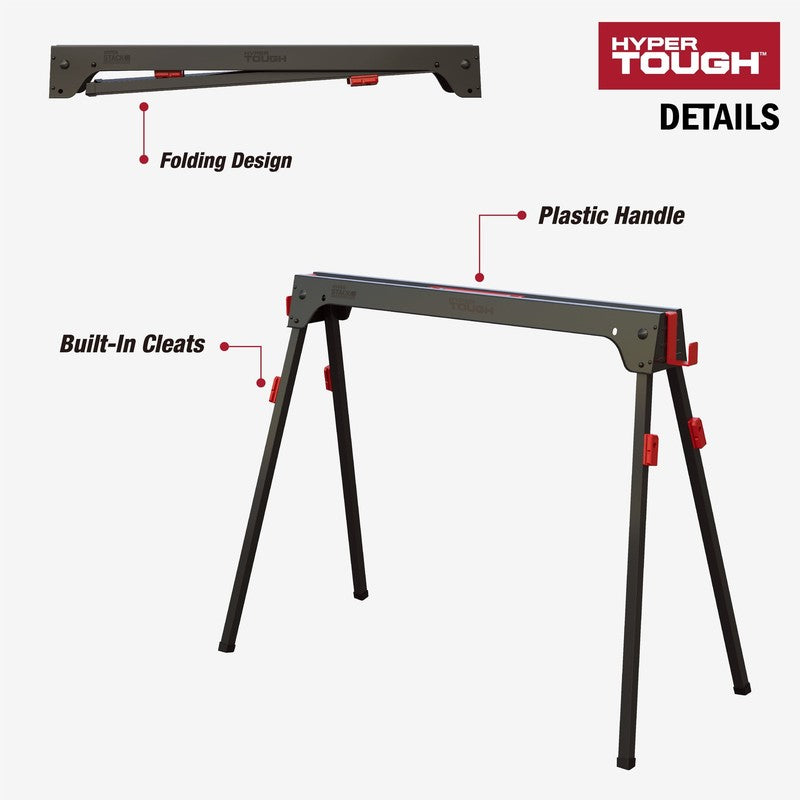 Hyper Stack Foldable Metal Sawhorse Heavy Duty 450lb Capacity6