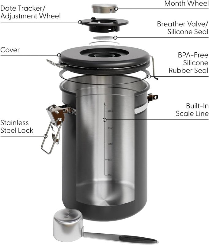 Coffee Canister with Window,Airtight Stainless Steel Pantry Container,Home Kitch5