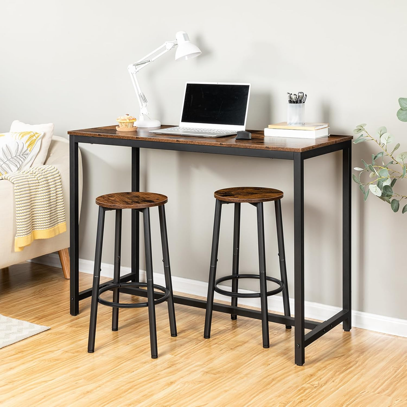 Bar Stools, Set of 2 Bar Chairs, Kitchen round Height Stools with Footrest, Brea6