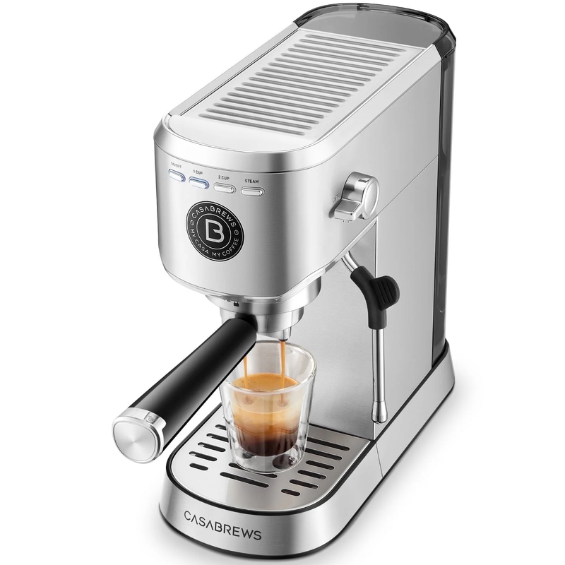 20 Bar Espresso Machine with Milk Frother 34Oz Water Tank Silver Coffee Maker10