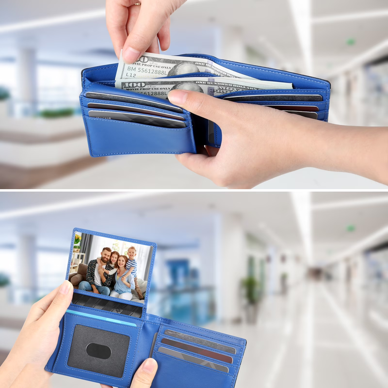 Wallet for Men, Slim Leather Rfid Blocking Mens Wallet with 2 ID Windows, Bifold3
