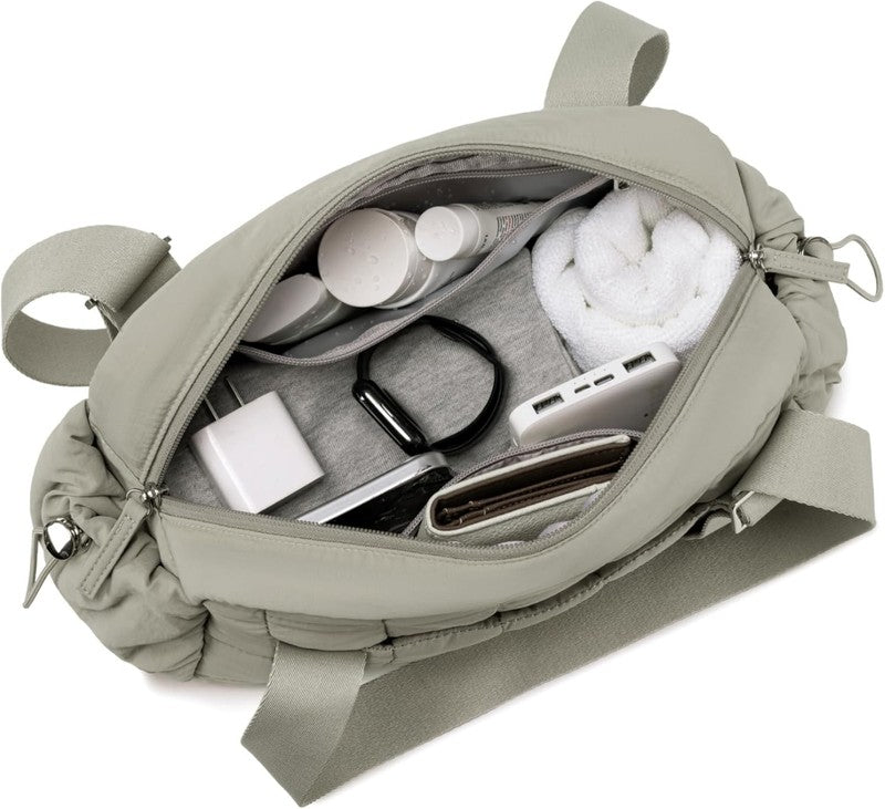 Mini Gym Bag Women Quilted Duffel Wet Compartment Coin Purse Yoga Dance Green7